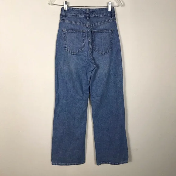 H&M High Rise Wide Leg Classic Straight Blue Jeans Size 2 - Picture 2 of 7